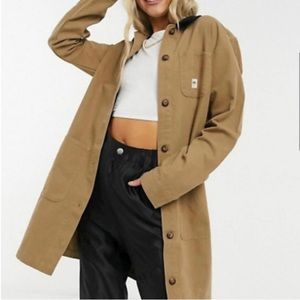 VANS Women's Size Small Drill Long Chore Brown Jacket Cotton Contemporary